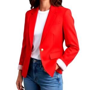 BANANA REPUBLIC Womens 2P Red Career Blazer Dinner Jacket Cotton Stretch - Lined